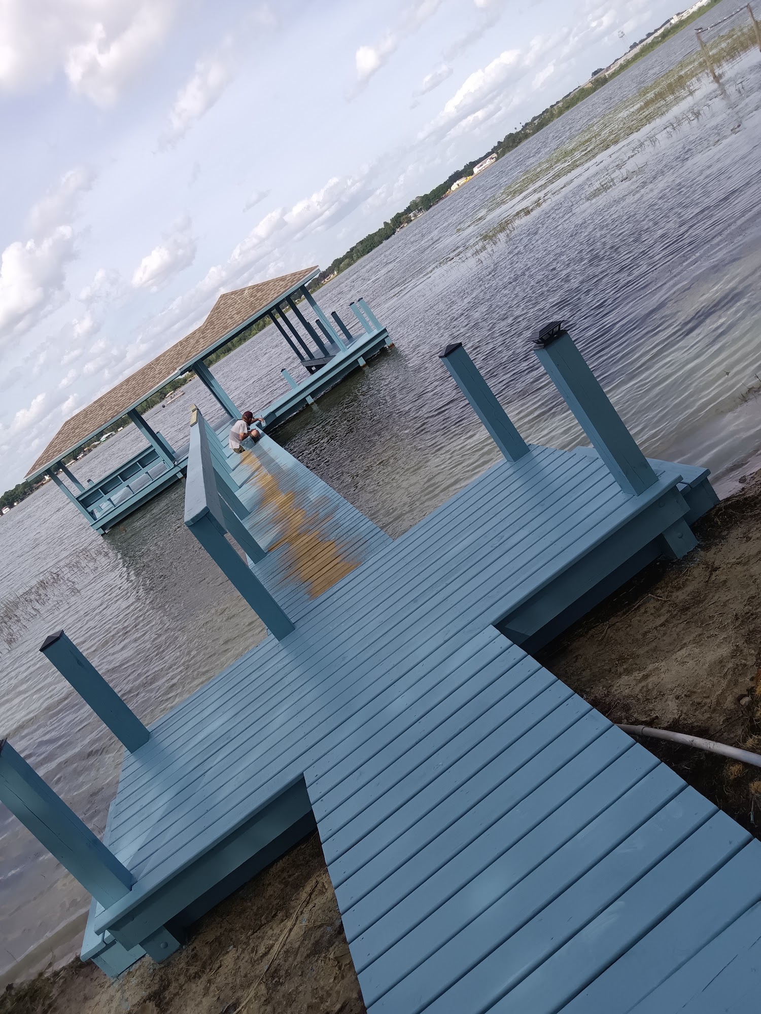 Composite dock decking and boat lift detail